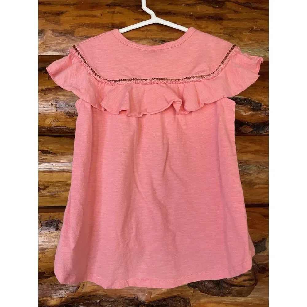 Lucky Brand Pink Ruffled Sequined Top Size‎ 5